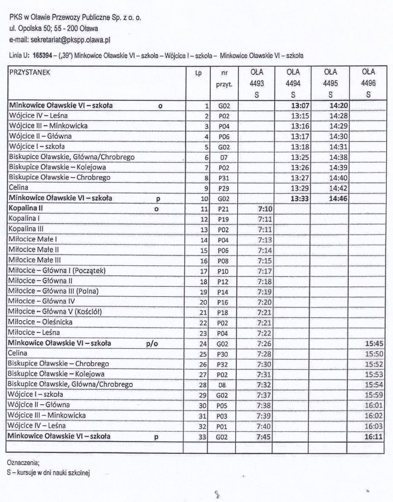 Rozkład jazdy autobusow   linia 39